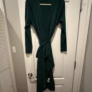 Banana Republic dark green midi wrap sweater dress.  Size XL.